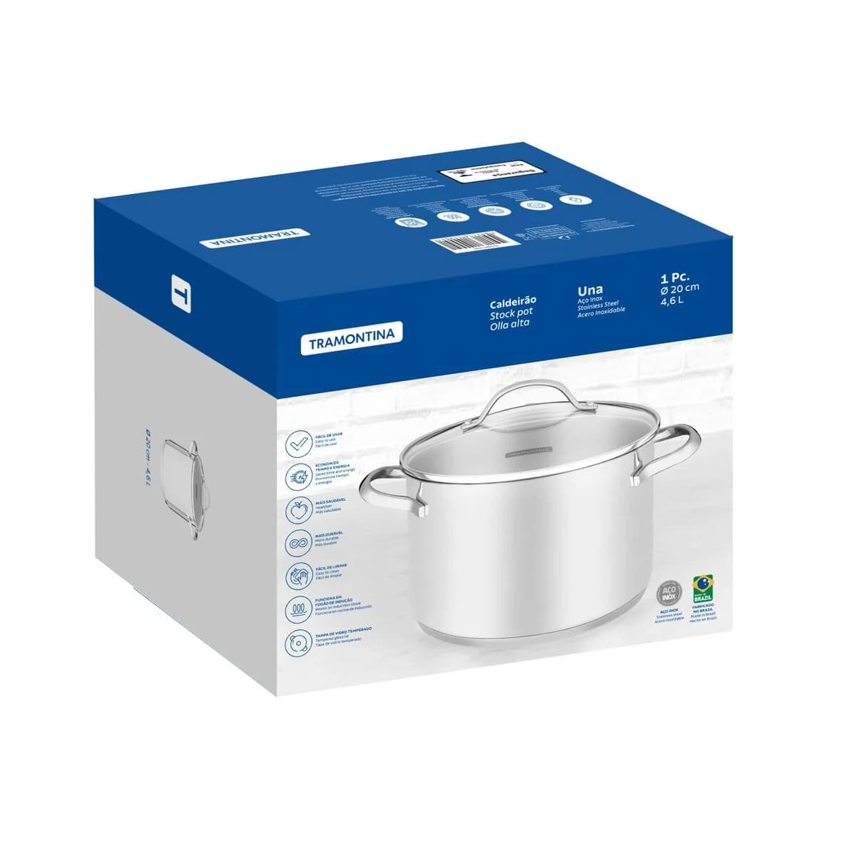 Olla Tramontina Induccion 20 Cm 4,60 Litros Acero Inox Una — imagen 2 de 2
