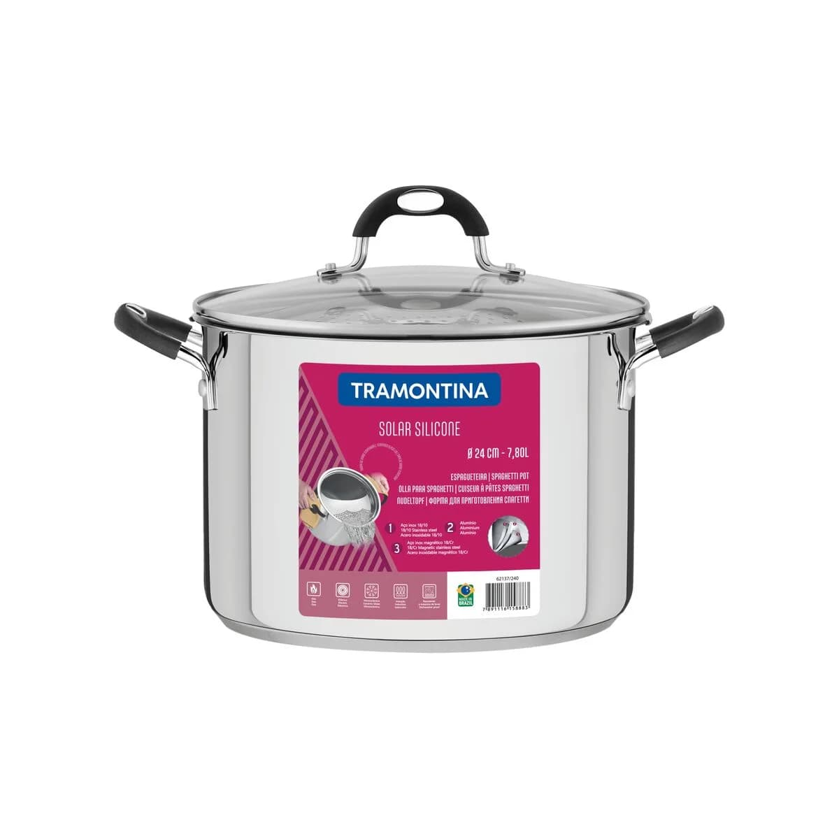 Olla De Pasta Tramontina Acero Inox Induccion Solar 6 Litros — imagen 2 de 4