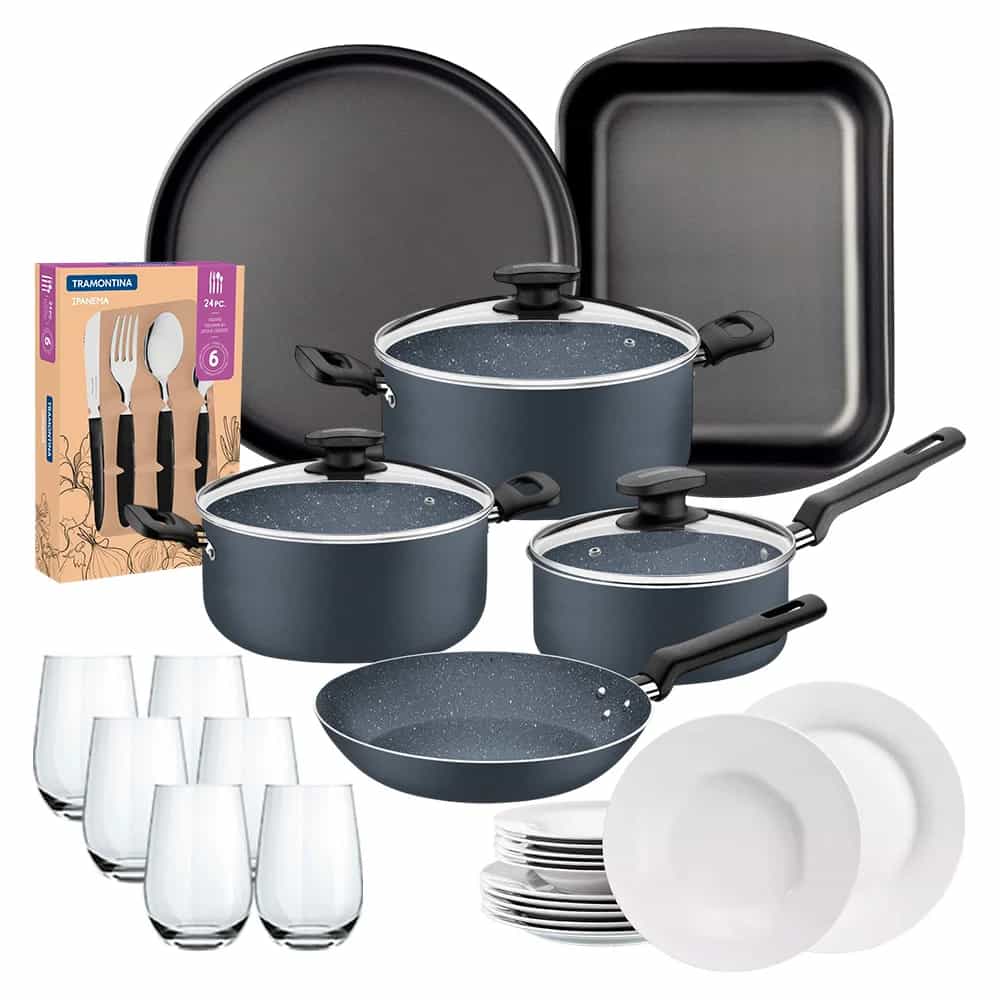 Juego De Ollas Cocina Bateria Tramontina 51 Piezas Cubiertos