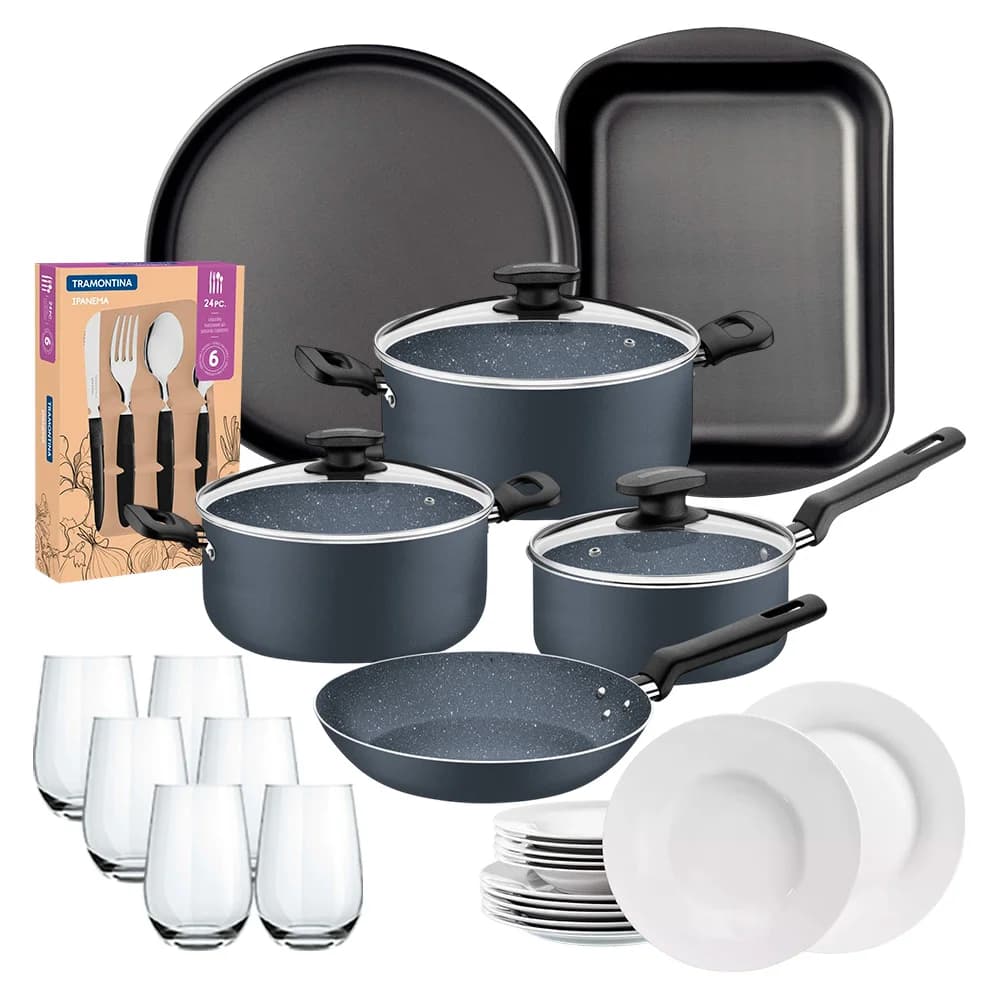 Juego De Ollas Cocina Bateria Tramontina 51 Piezas Cubiertos — imagen 1 de 7