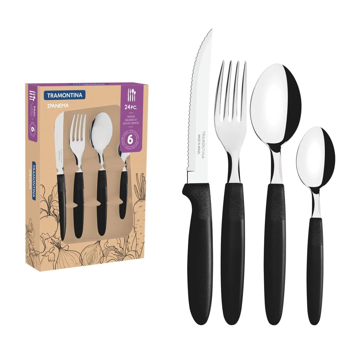 Juego De Ollas Cocina Bateria Tramontina 51 Piezas Cubiertos — imagen 3 de 7