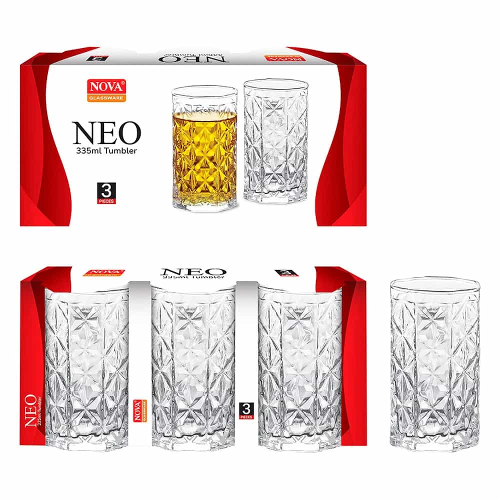 Vaso De Vidrio 335 Ml Refresco X3 Unid. Linea Neo