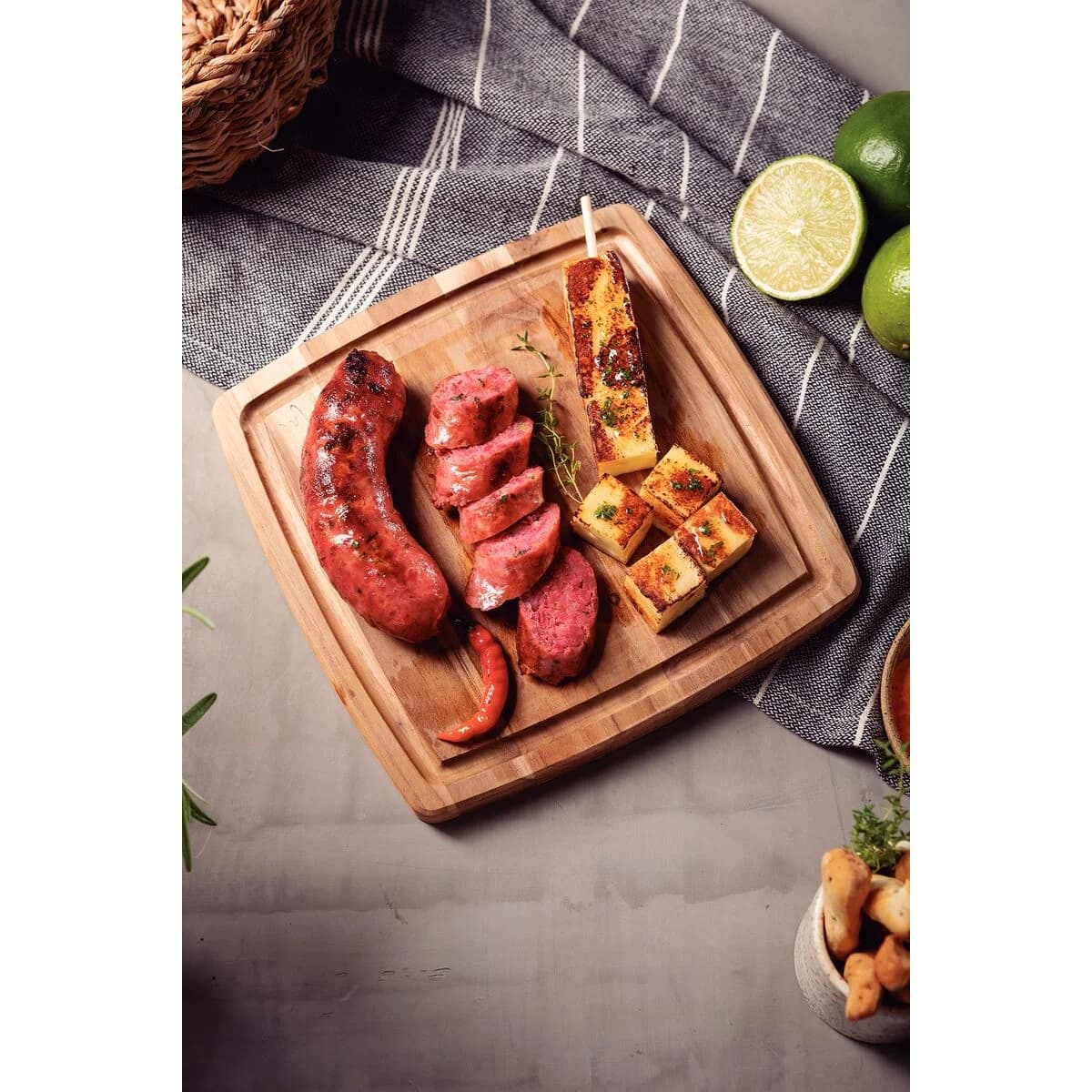 Plato De Madera Tramontina Asado Churrasco 21 Cm Teca — imagen 2 de 4