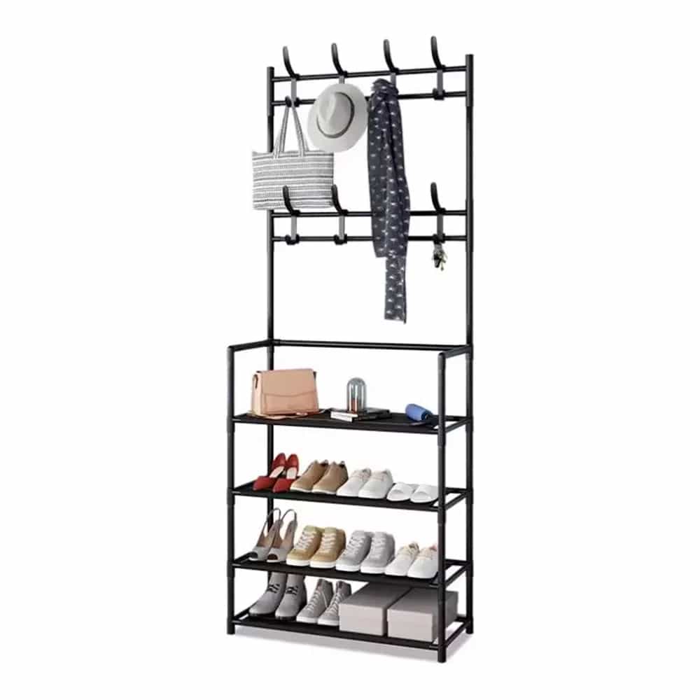 Perchero Zapatero Organizador Rack De Plastico Negro