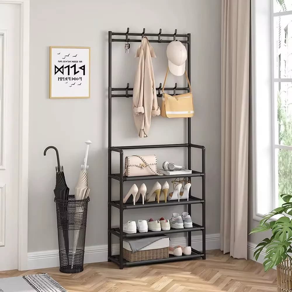 Perchero Zapatero Organizador Rack De Plastico Negro — imagen 3 de 5