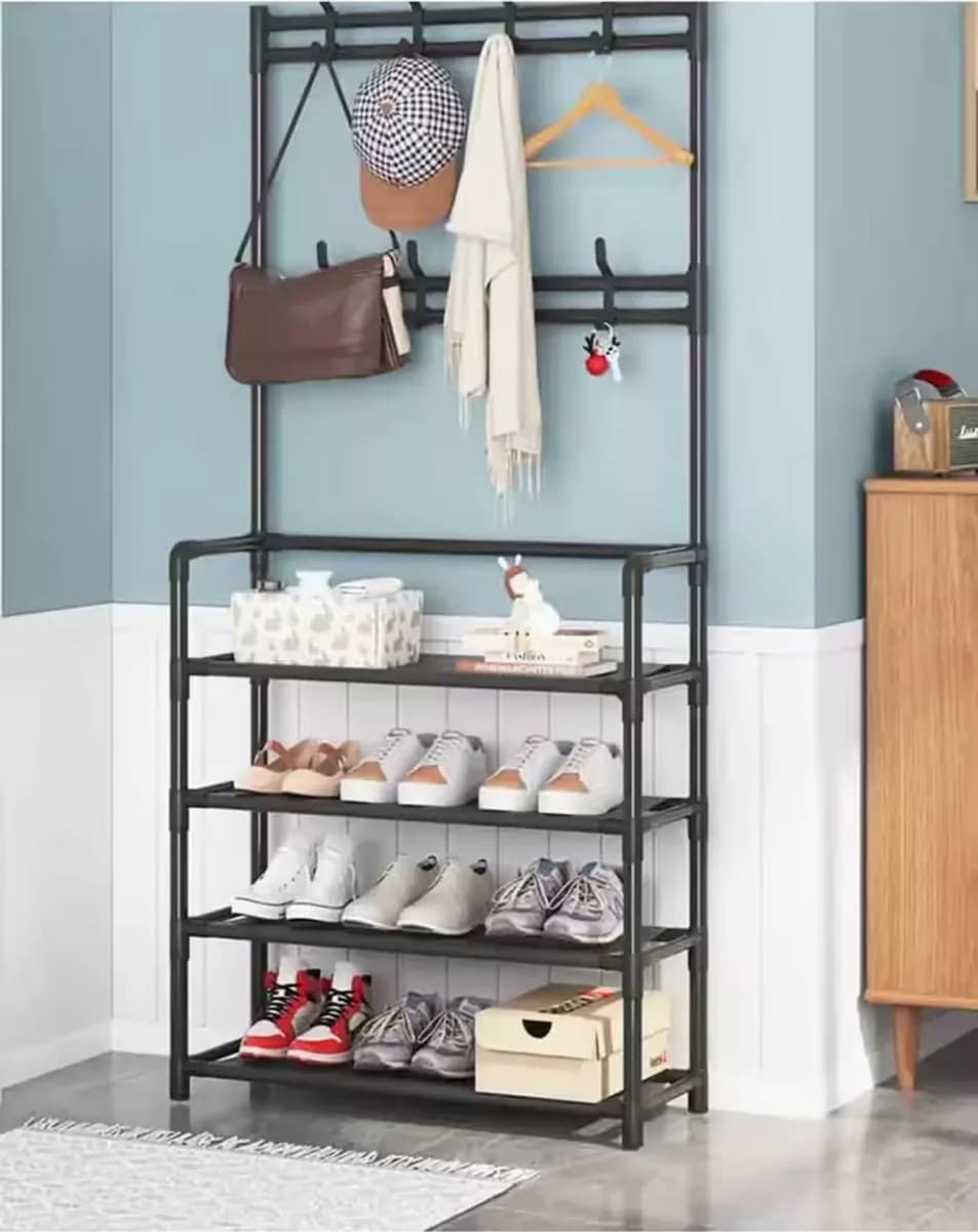 Perchero Zapatero Organizador Rack De Plastico Negro — imagen 4 de 5
