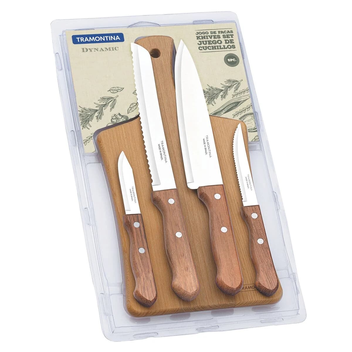 Juego De Cuchillas Tramontina Dynamic Madera Tabla 5 Piezas — imagen 2 de 3