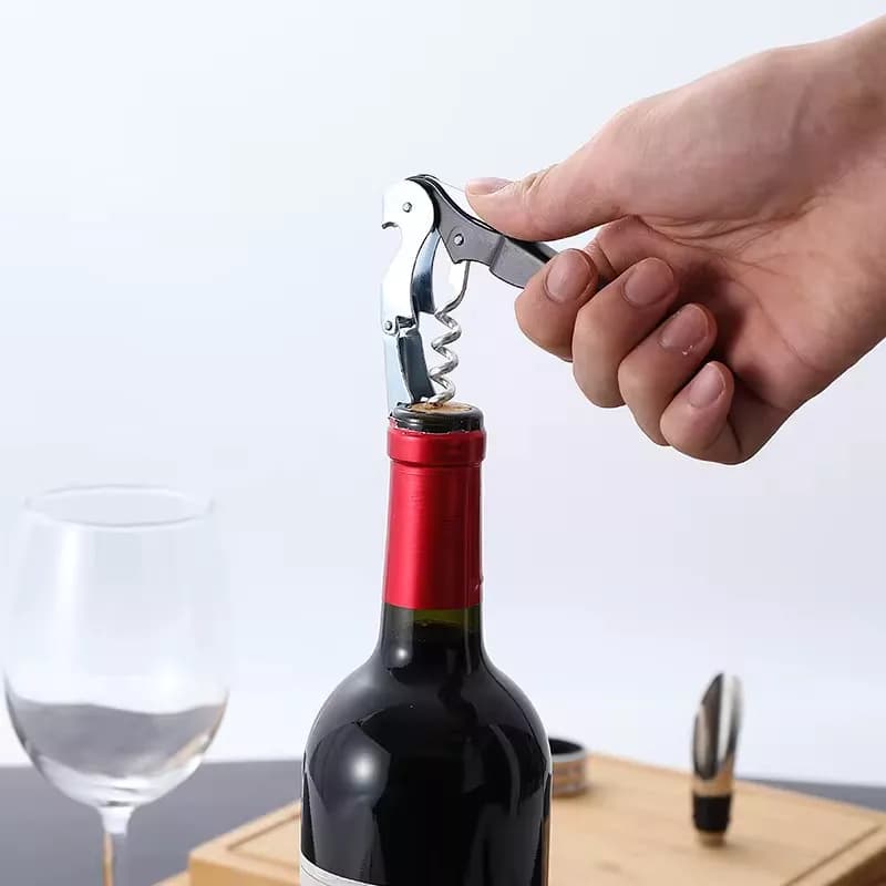 Set Descorchador De Vino 4 Piezas Sacacorcho Aireador — imagen 3 de 4