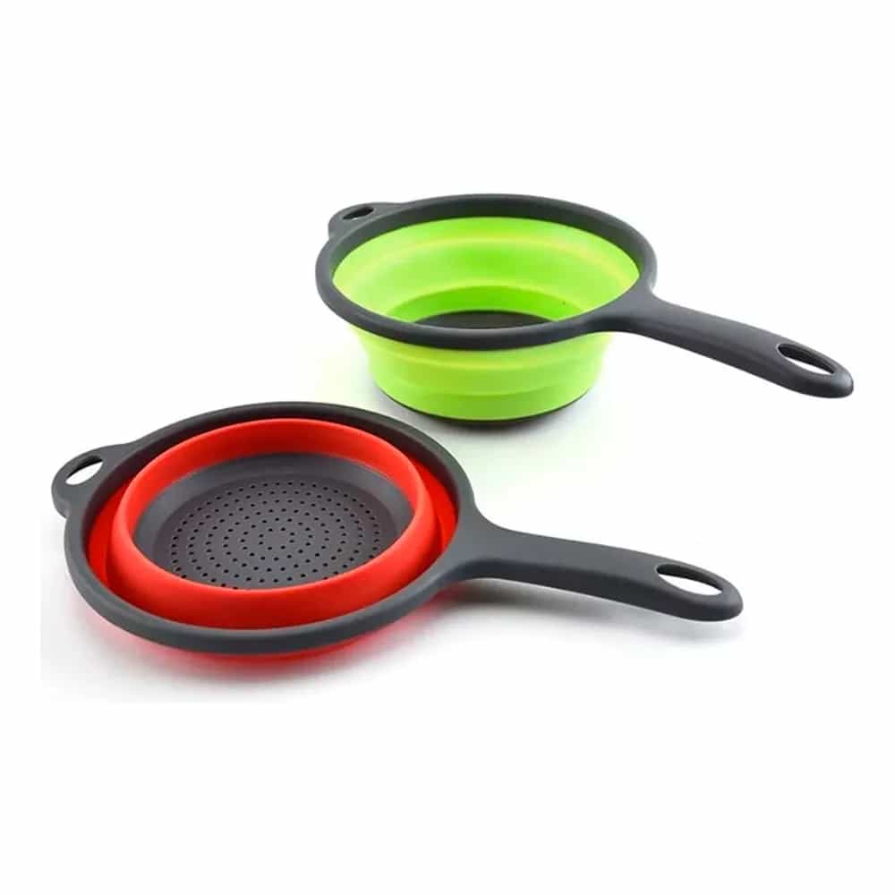 Colador Escurridor Plegable De Silicona 24 Cm Con Mango