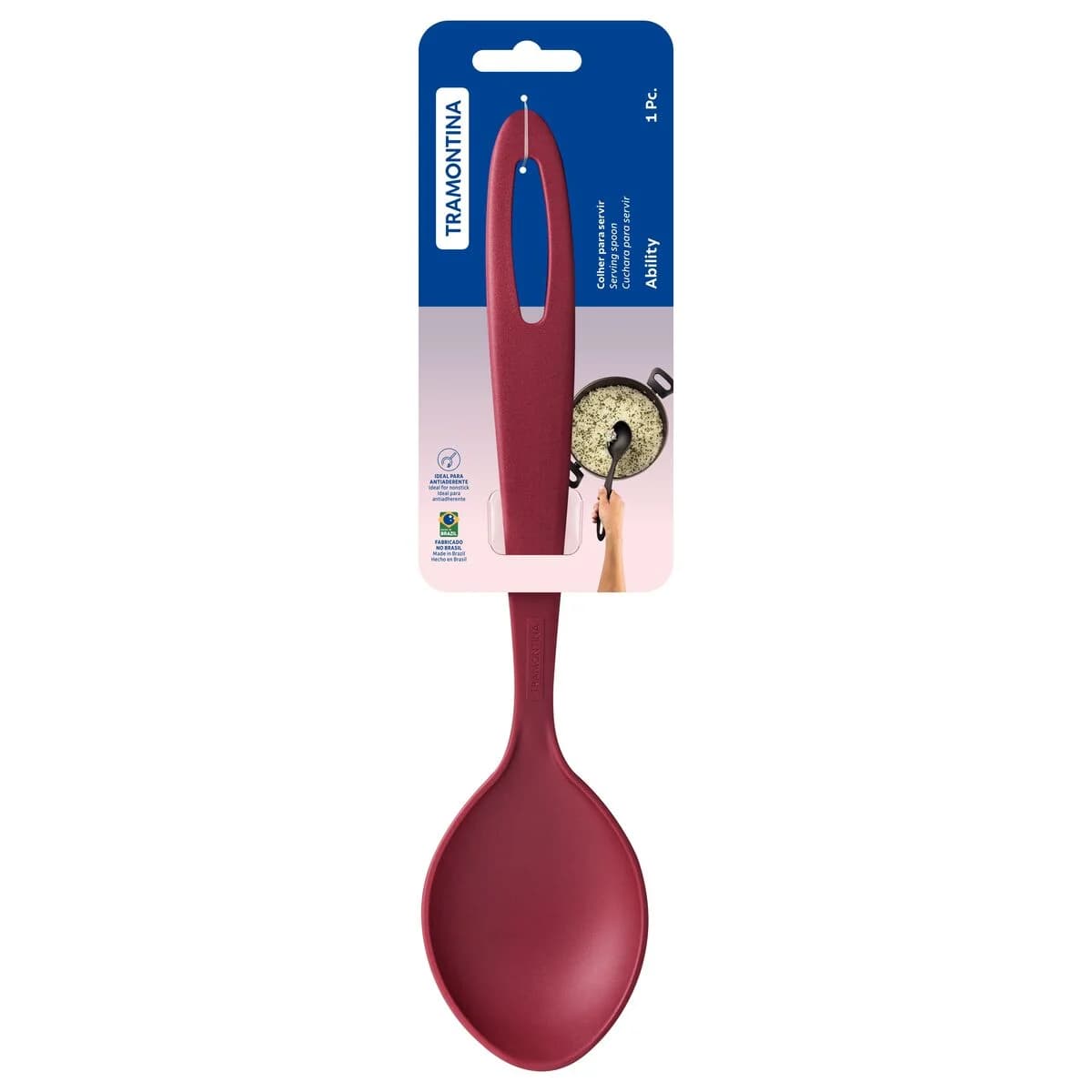 Cuchara para servir Tramontina Ability de nylon 29.5 cm color rojo — imagen 1 de 3