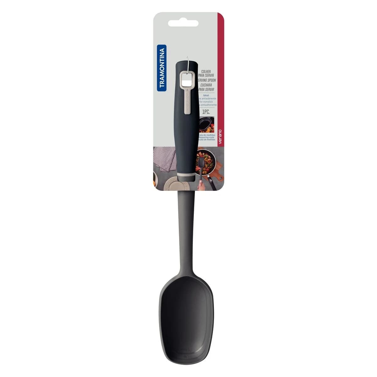 Cuchara para servir de nylon Tramontina Verano 34.6 cm con mango ónix — imagen 1 de 2