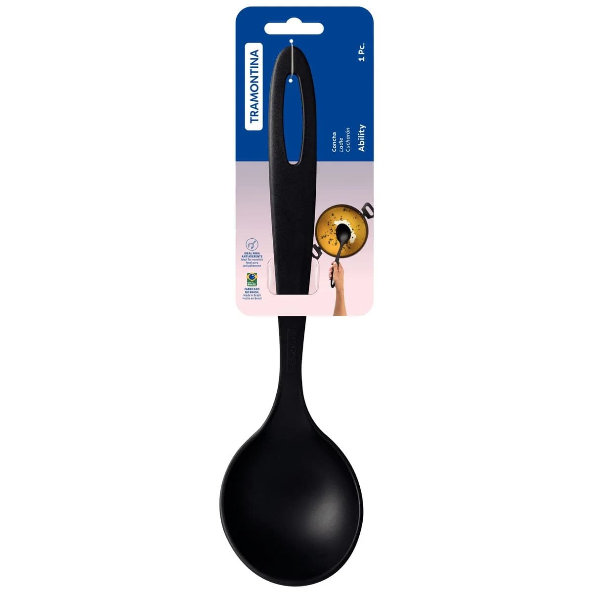Cucharón Tramontina Ability de nylon 29.6 cm color negro