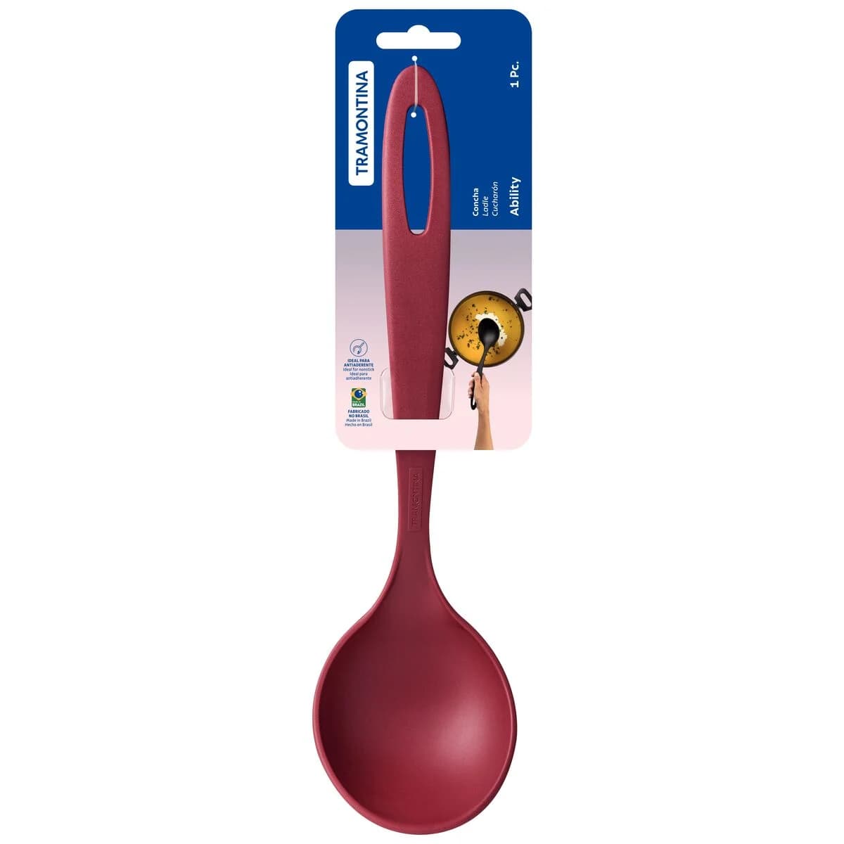 Cucharón Tramontina Ability de nylon 29.6 cm color rojo