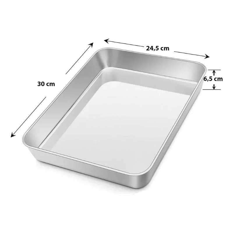 Asadera Fuente Bandeja Acero Inoxidable 30 X 24,5 Cm Horno — imagen 2 de 5