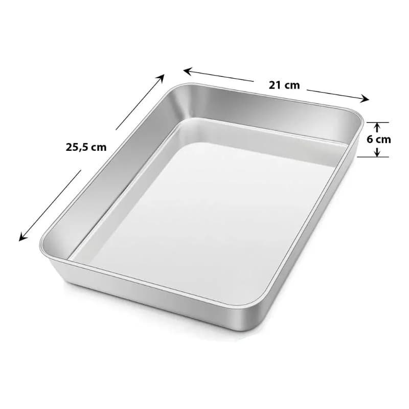 Asadera Fuente Bandeja Acero Inoxidable 25,5 X 21 Cm Horno — imagen 2 de 5