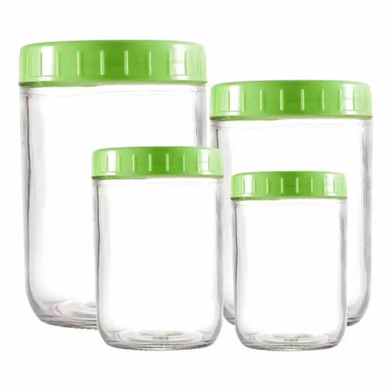 Set 4 Frascos Pote Tarro De Plastico Alimentos Tapa Rosca