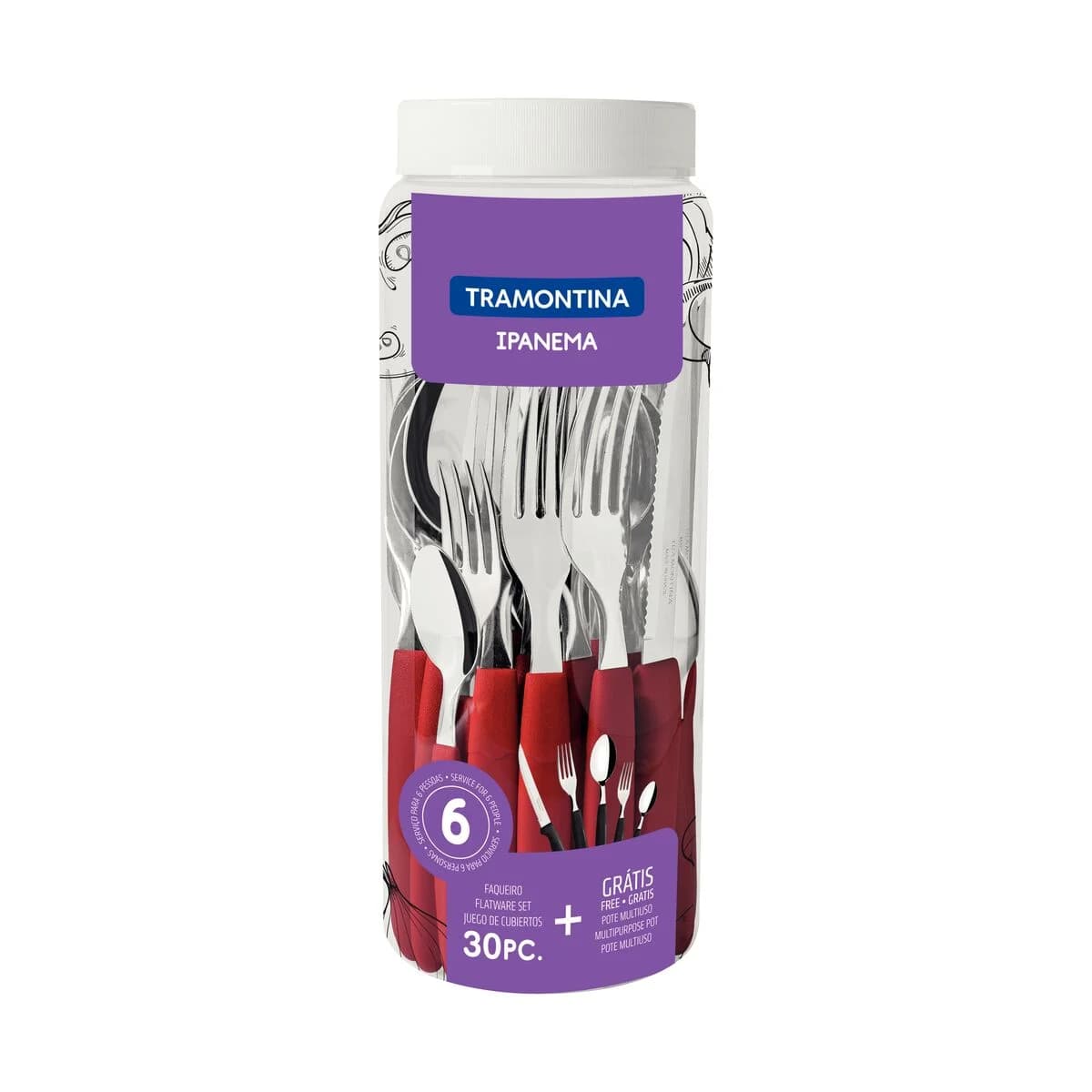 Juego De Cubiertos Tramontina Ipanema 30 Piezas Rojo — imagen 3 de 4