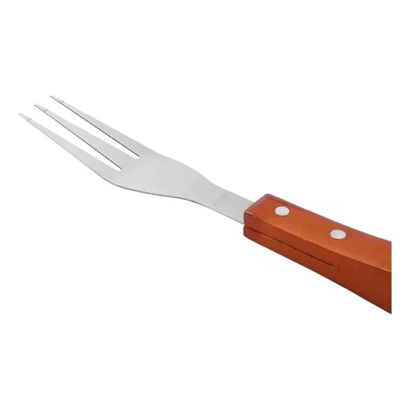 Set Cuchillo Y Tenedor Largos Para Asado 41 Cm Mango Madera — imagen 2 de 2