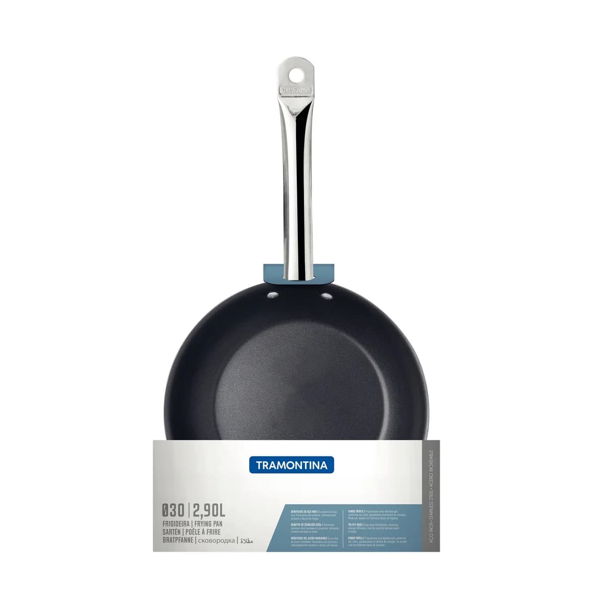 Sarten Tramontina Acero Inoxidable Induccion 30 Cm Antiadher — imagen 3 de 6