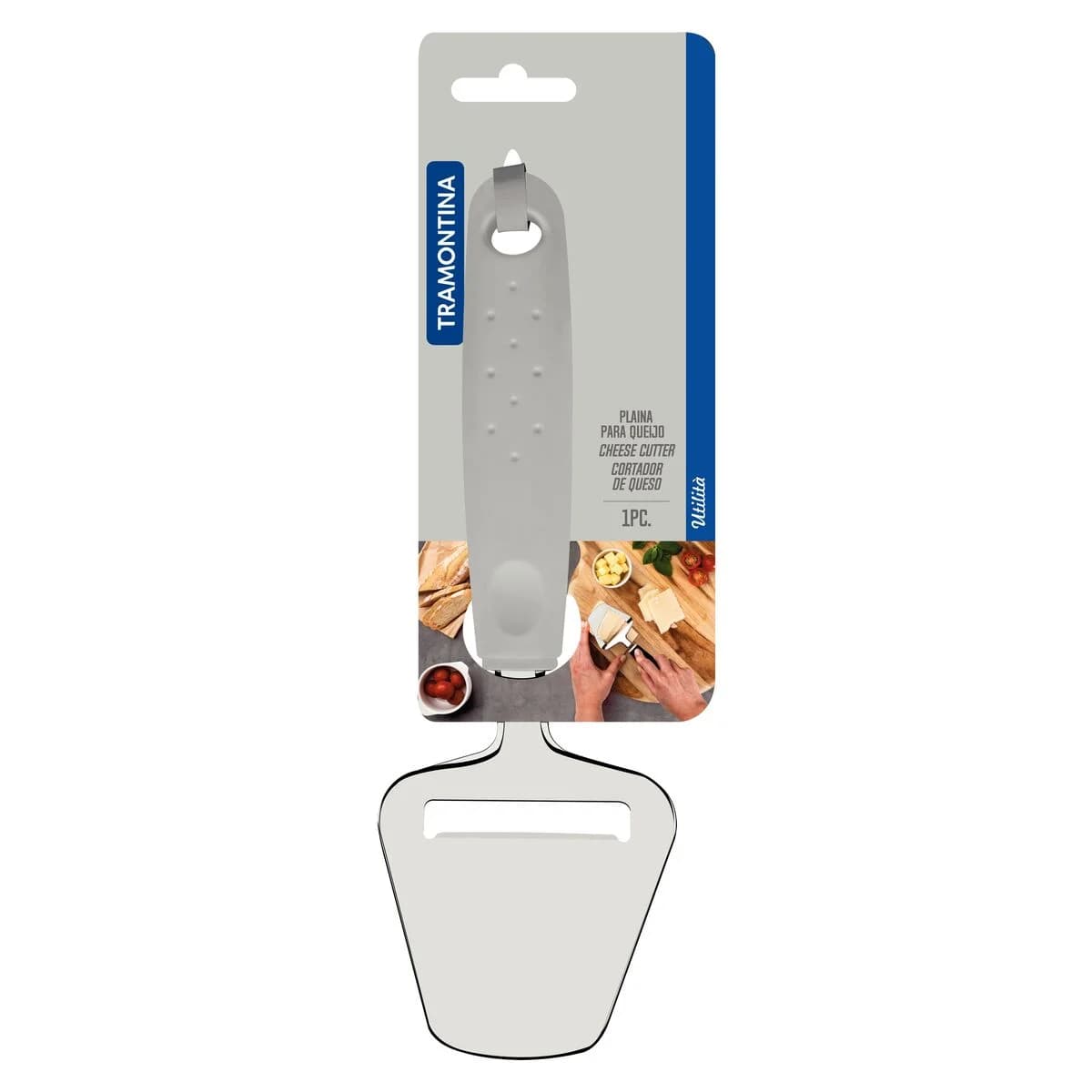 Cortador de queso Tramontina Utilità de acero inoxidable 22.6 cm con mango blanco — imagen 2 de 3