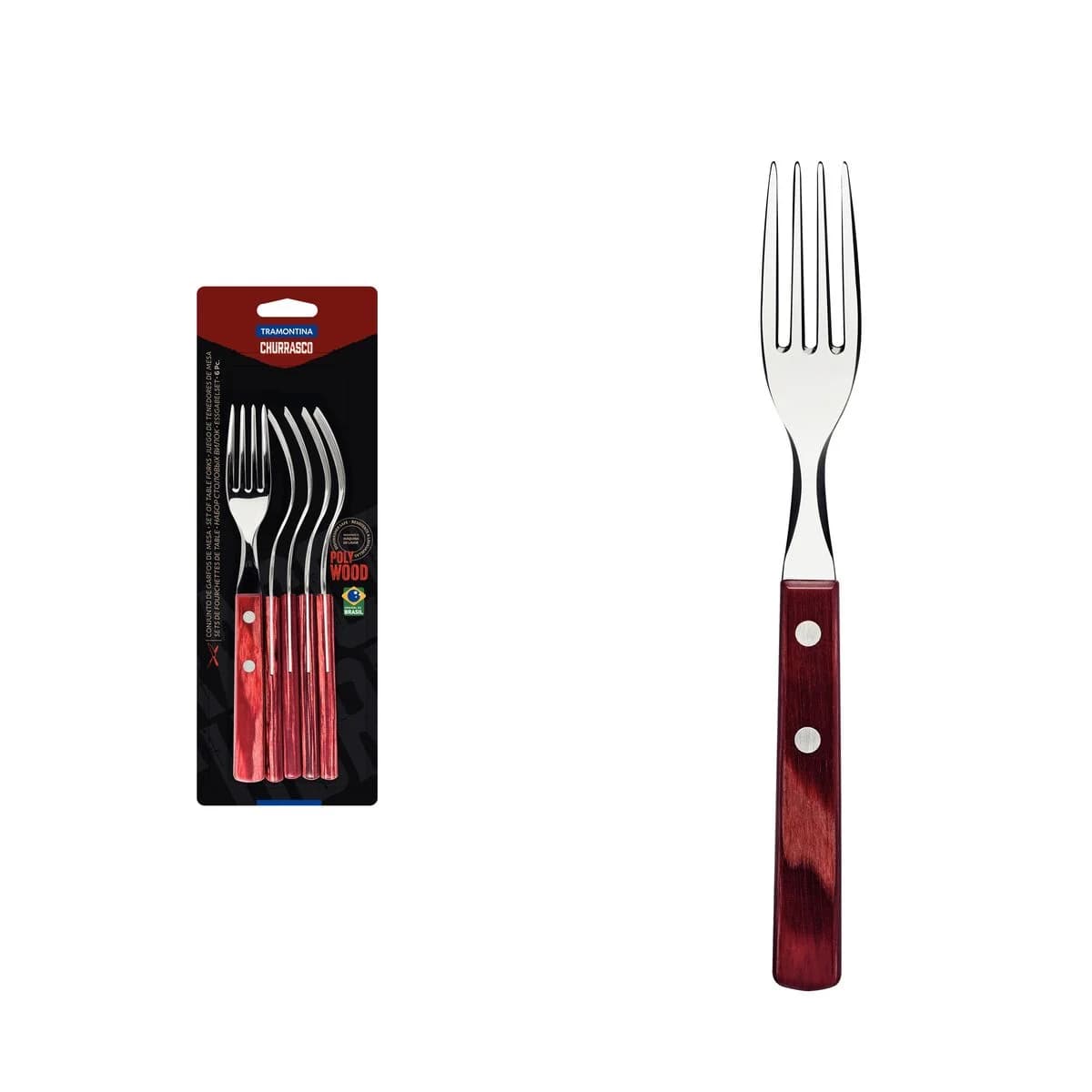 Tenedor De Asado Tramontina Polywood Madera X6 Unid — imagen 2 de 4