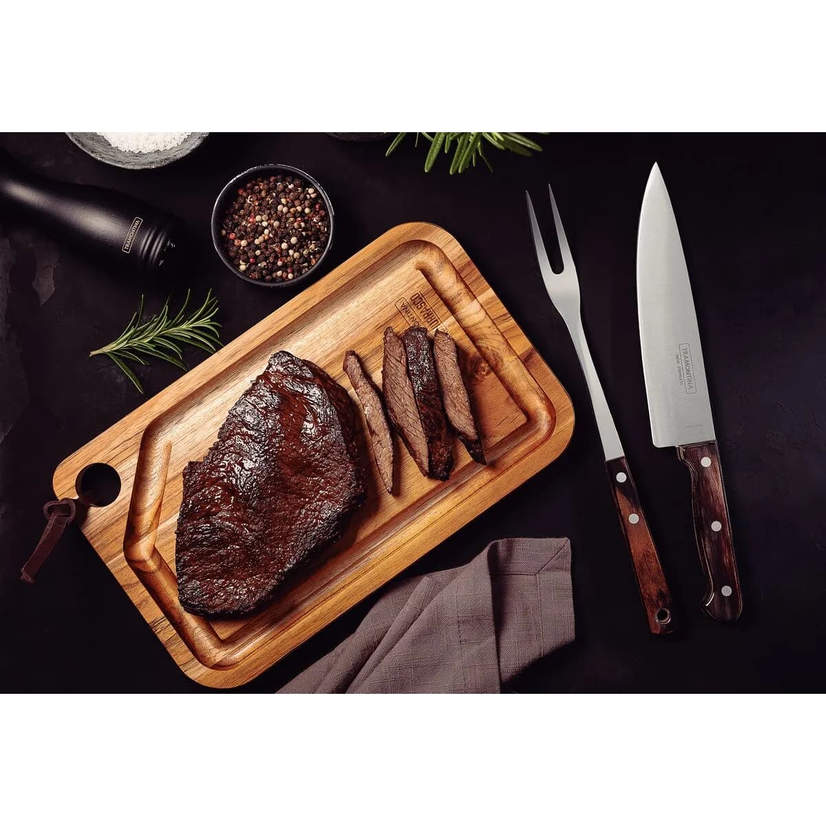 Tenedor De Asado Tramontina Polywood Acero Inoxidable Marron — imagen 2 de 3