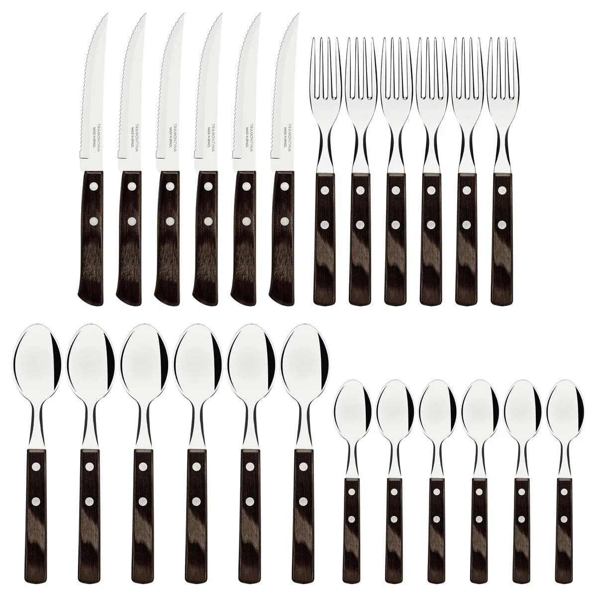Juego De Cubiertos Tramontina Polywood 24 Piezas Acero Inox — imagen 2 de 4