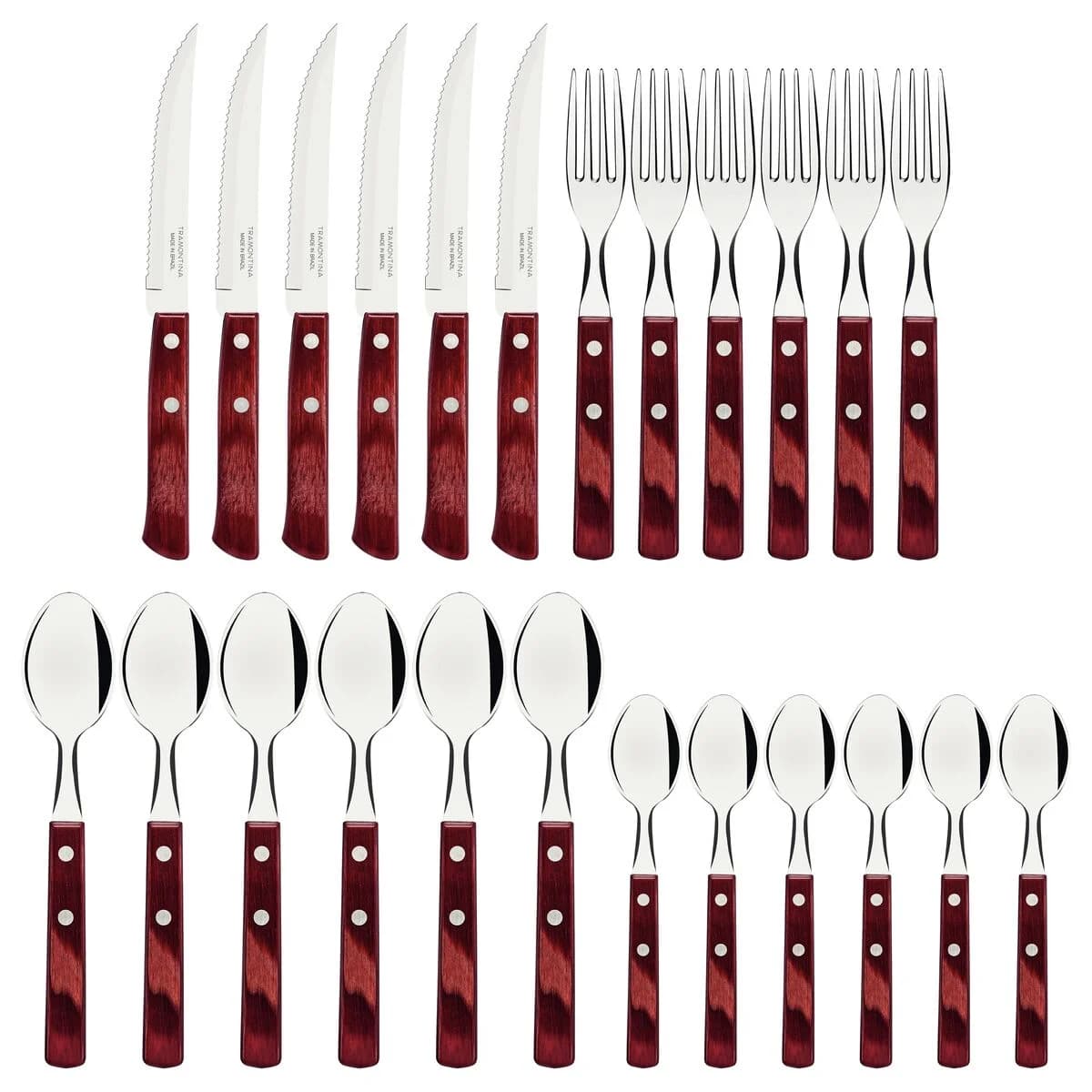 Juego De Cubiertos Tramontina Polywood 24 Piezas Acero Inox — imagen 2 de 5
