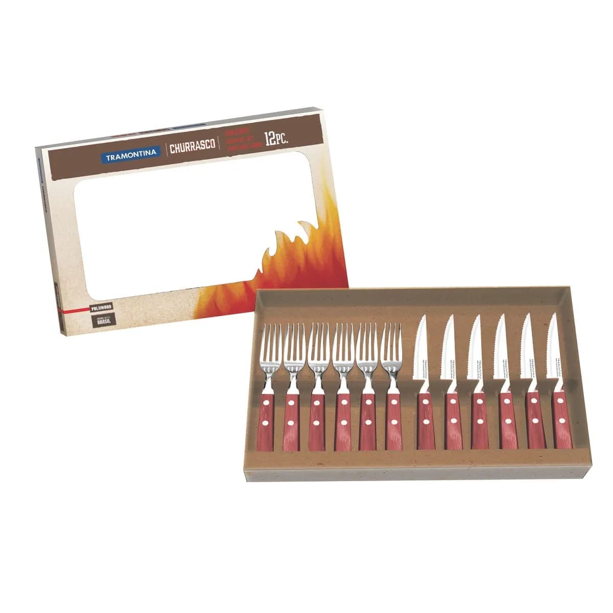 Juego De Cubiertos Tramontina Polywood Asado Madera 12 Pz — imagen 3 de 4