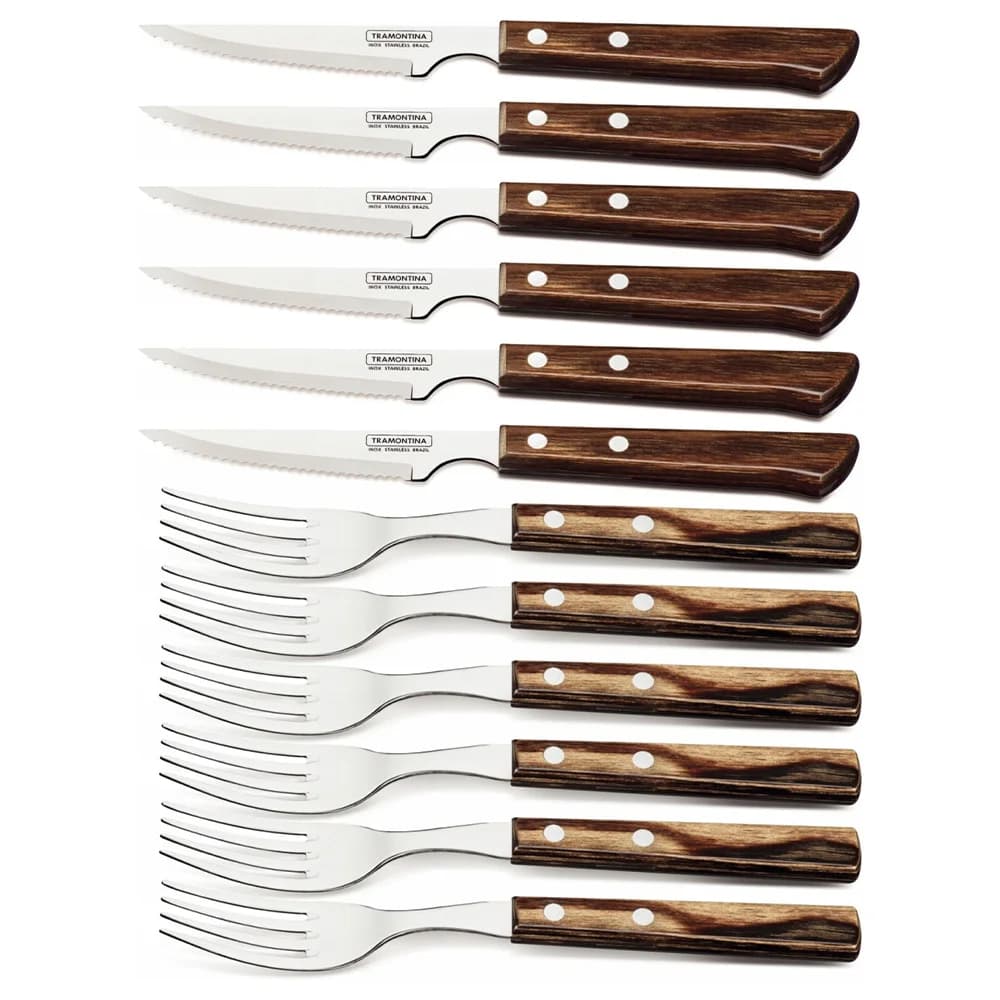Juego De Cubiertos Tramontina Polywood Asado Madera 12 Pz — imagen 1 de 4