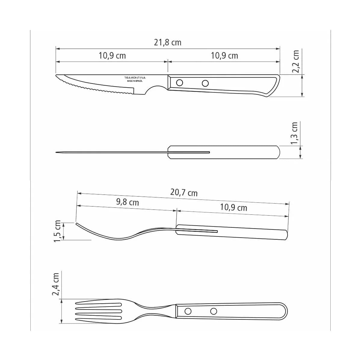 Juego De Cubiertos Tramontina Polywood Asado Madera 12 Pz — imagen 4 de 4