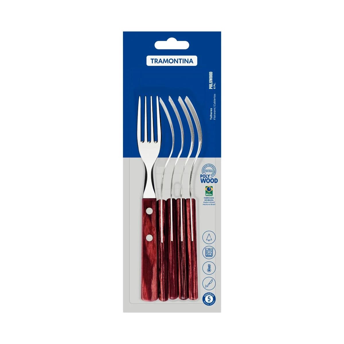 Tenedor De Mesa Tramontina Polywood Acero Inox X6 Unid — imagen 3 de 5