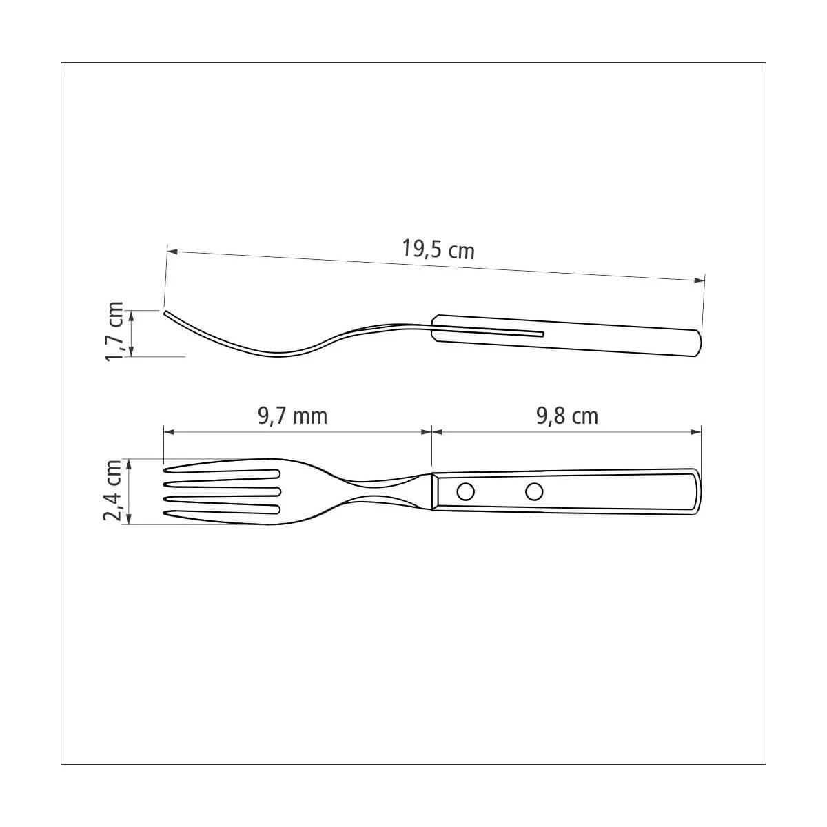 Tenedor De Mesa Tramontina Polywood Acero Inox X6 Unid — imagen 4 de 5