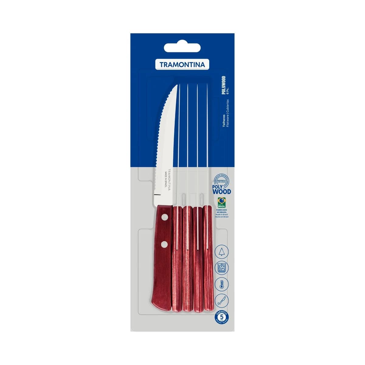 Cuchillo De Asado Tramontina Polywood Acero Inox X6 Unid — imagen 3 de 5