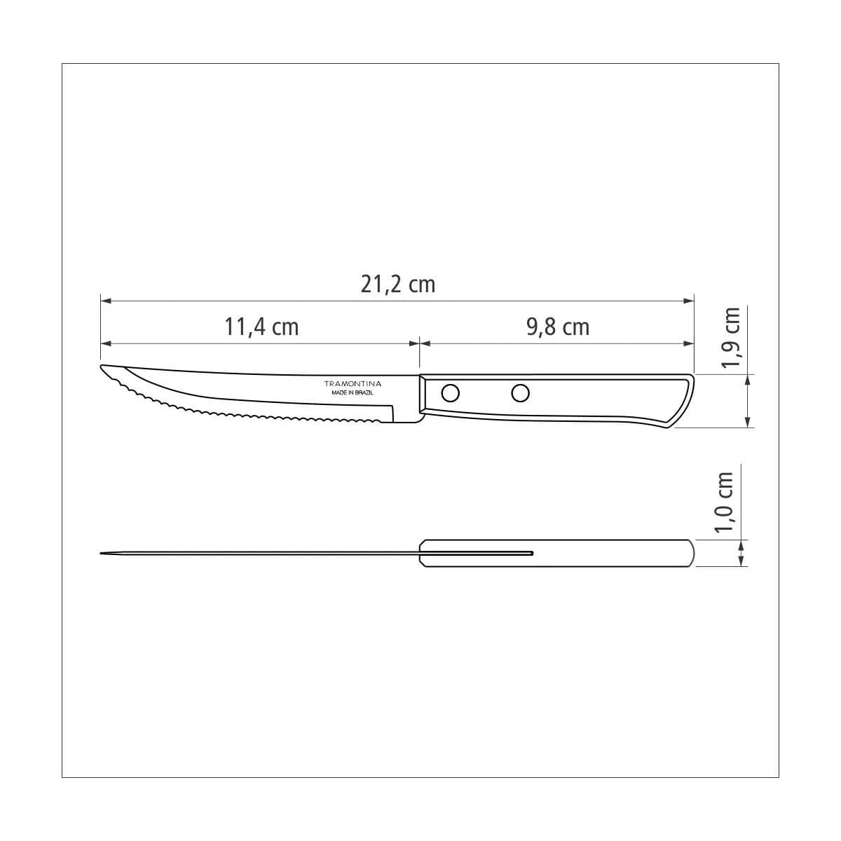 Cuchillo De Asado Tramontina Polywood Acero Inox X6 Unid — imagen 4 de 5