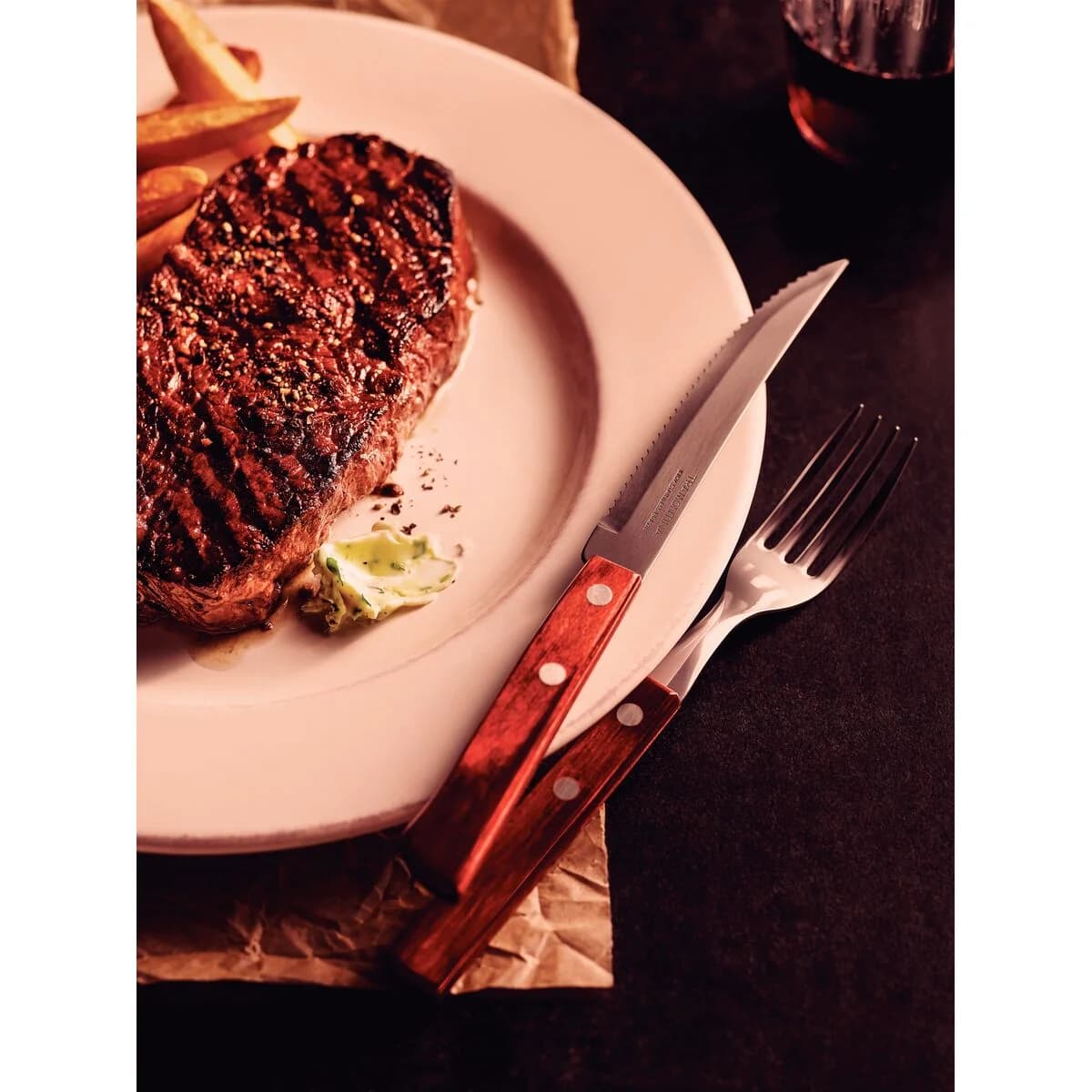 Cuchillo De Asado Tramontina Polywood Acero Inox X6 Unid — imagen 5 de 5