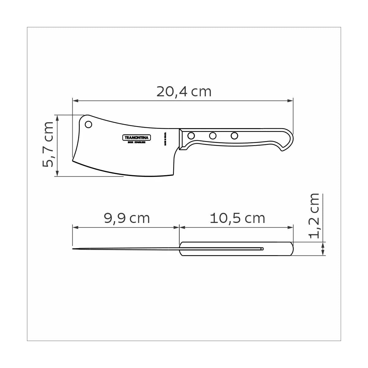Hachuela De Cocina Tramontina Polywood Acero Inox 4 PuLG — imagen 2 de 5