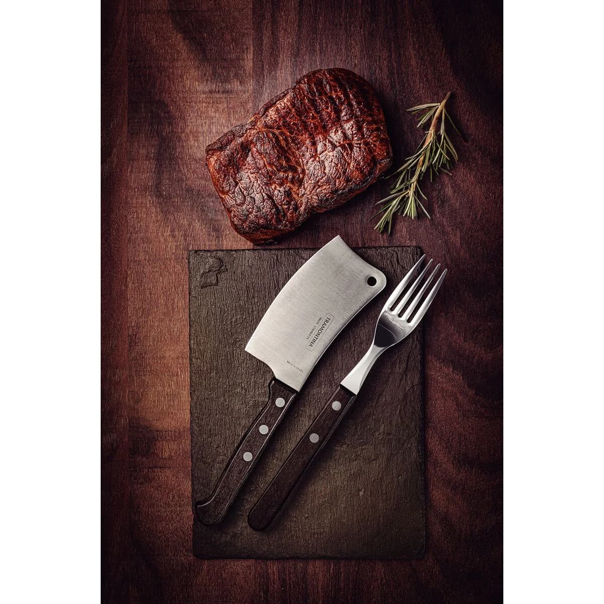 Hachuela De Cocina Tramontina Polywood Acero Inox 4 PuLG — imagen 4 de 5
