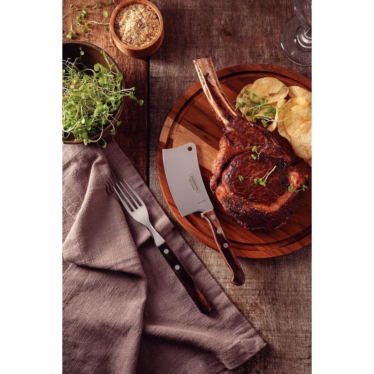 Hachuela De Cocina Tramontina Polywood Acero Inox 4 PuLG — imagen 5 de 5