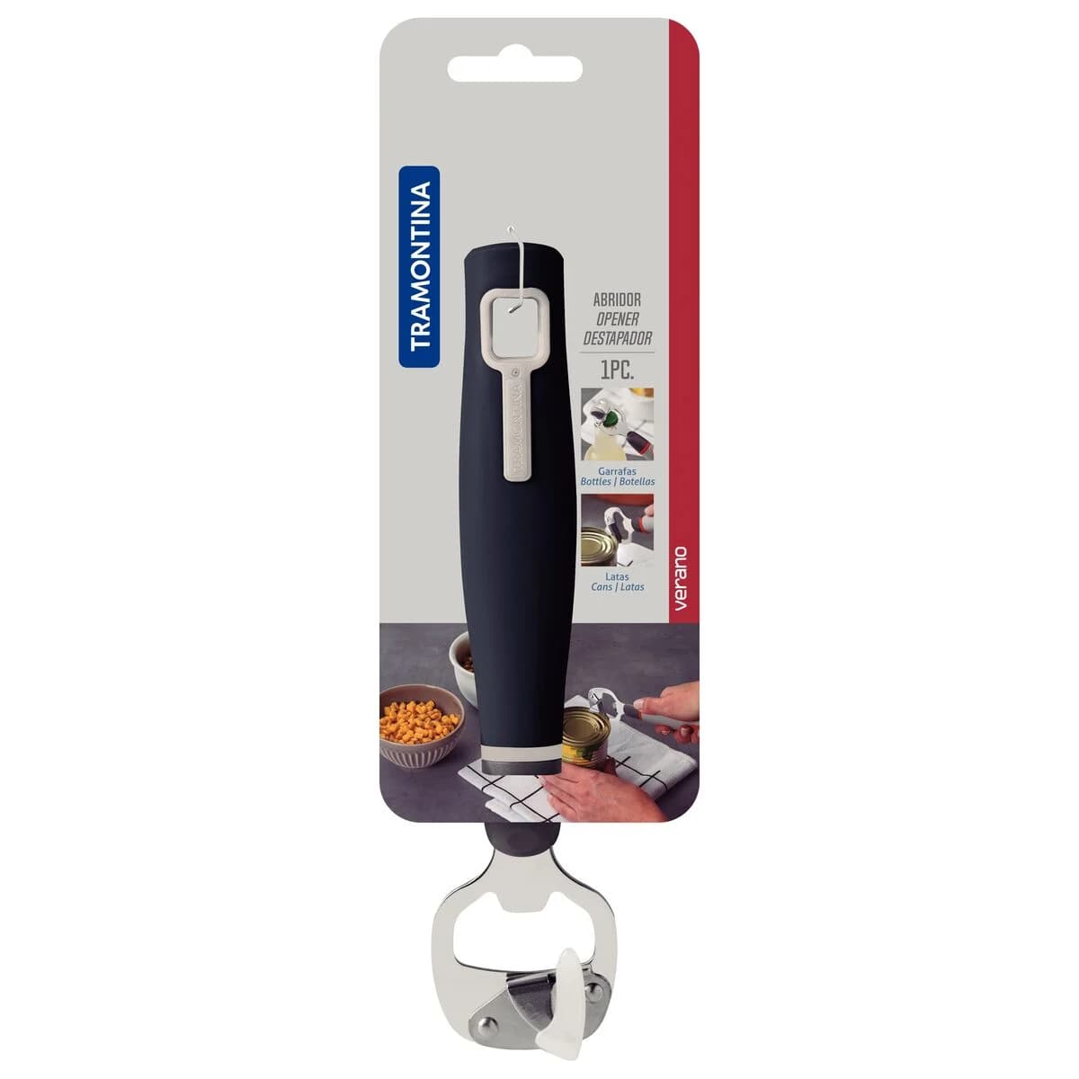 Abrelatas de acero inoxidable Tramontina Verano con mango ónix 20 cm — imagen 2 de 2