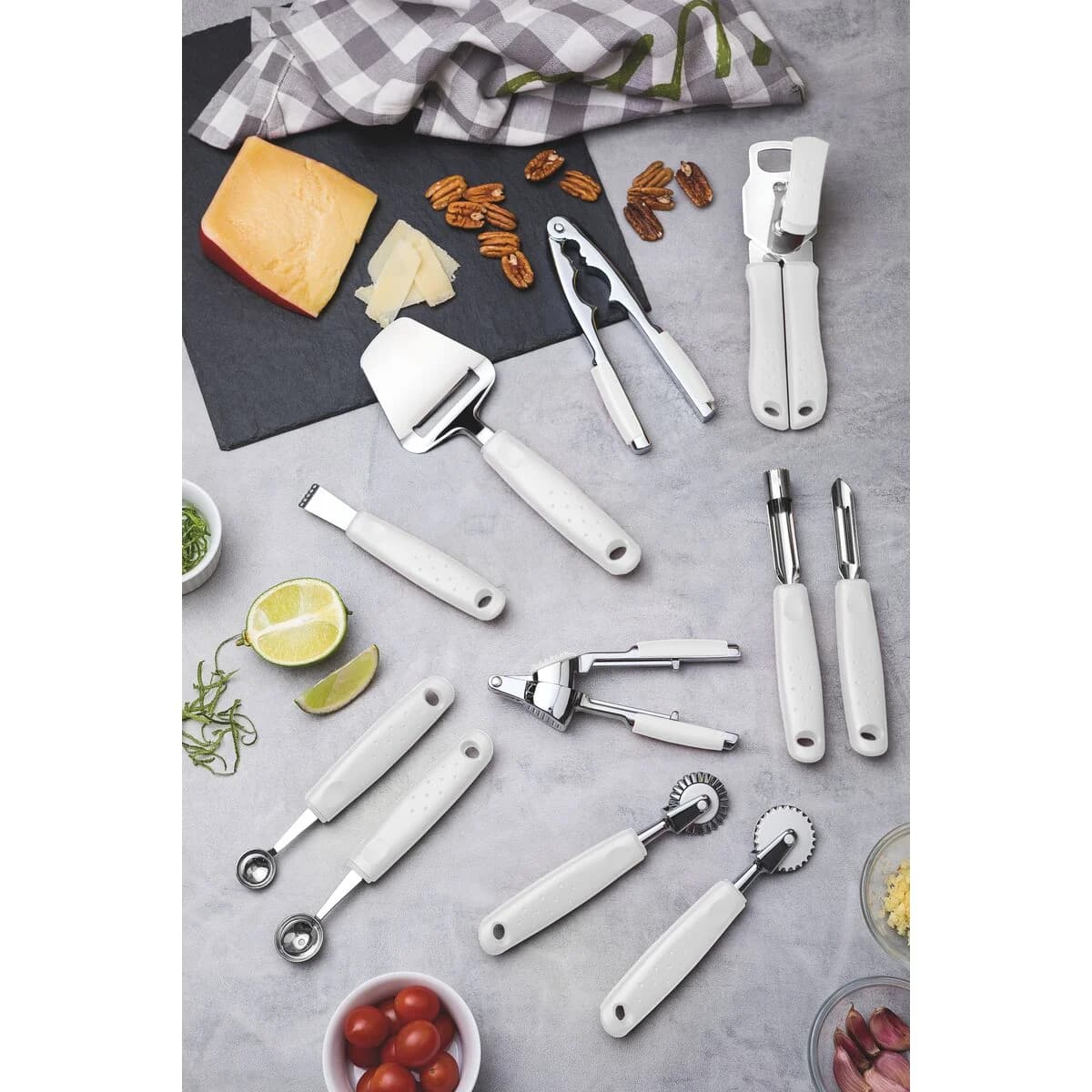 Abrelatas Tramontina Utilità de acero inoxidable 20 cm con mango blanco — imagen 3 de 3