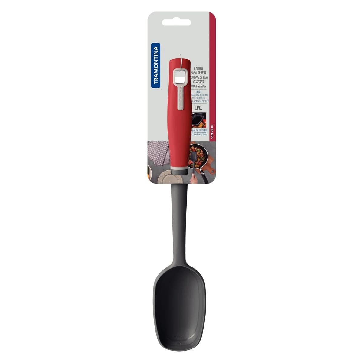 Cuchara para servir Tramontina Verano con mango rojo 34.6 cm — imagen 2 de 2