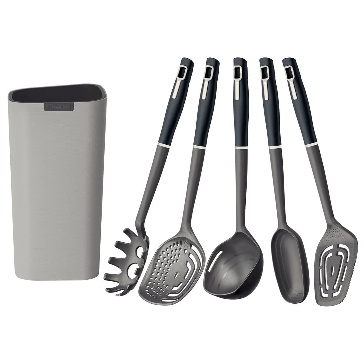 Juego de utensilios Tramontina Verano de nylon con soporte 6 piezas ónix