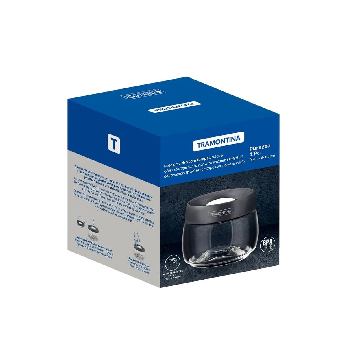 Frasco de Vidrio Tramontina Purezza Hermetico 400 ML — imagen 2 de 9