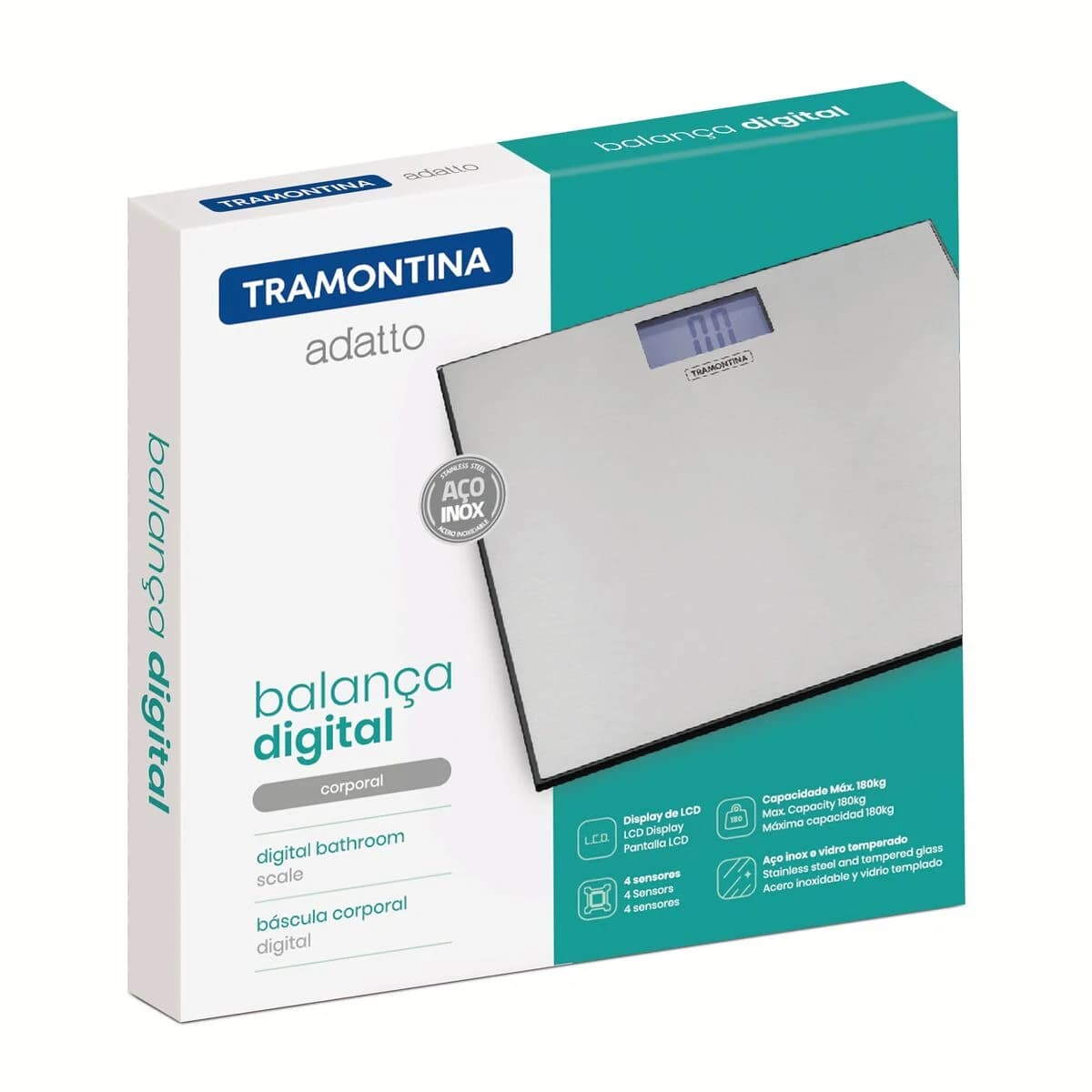 Balanza Digital de Baño Tramontina Adatto Acero Inoxidable — imagen 2 de 3