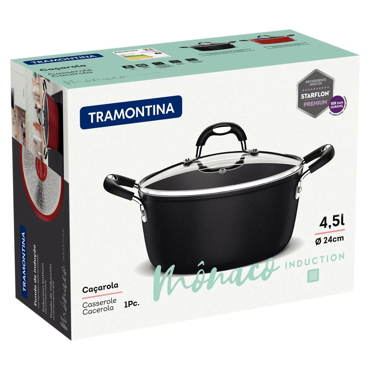 Cacerola Tramontina Monaco Induccion Antiadher 24 CM 4,5 Lts — imagen 2 de 6