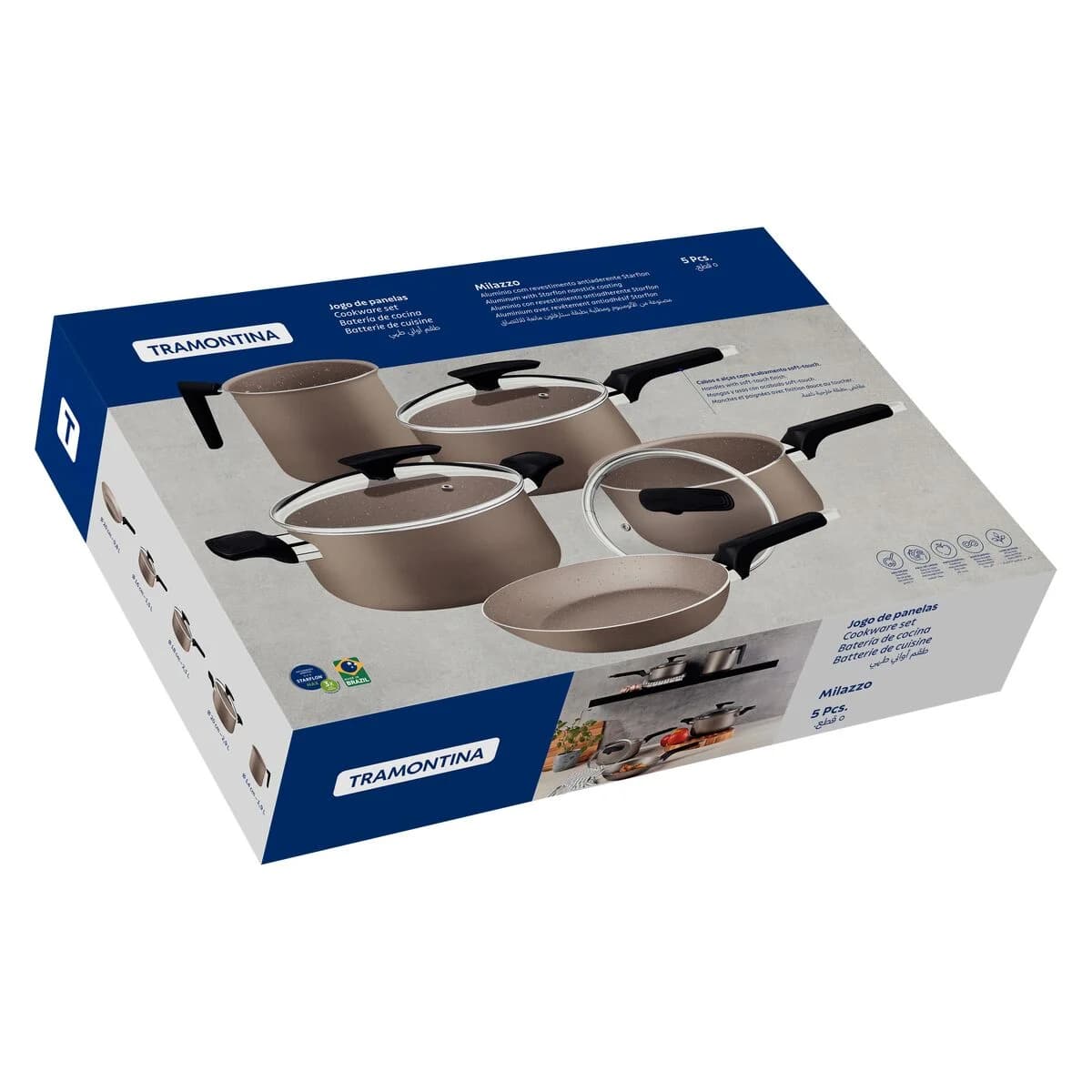 Bateria de Cocina Tramontina Milazzo Ollas 5 Piezas Teflon — imagen 2 de 4