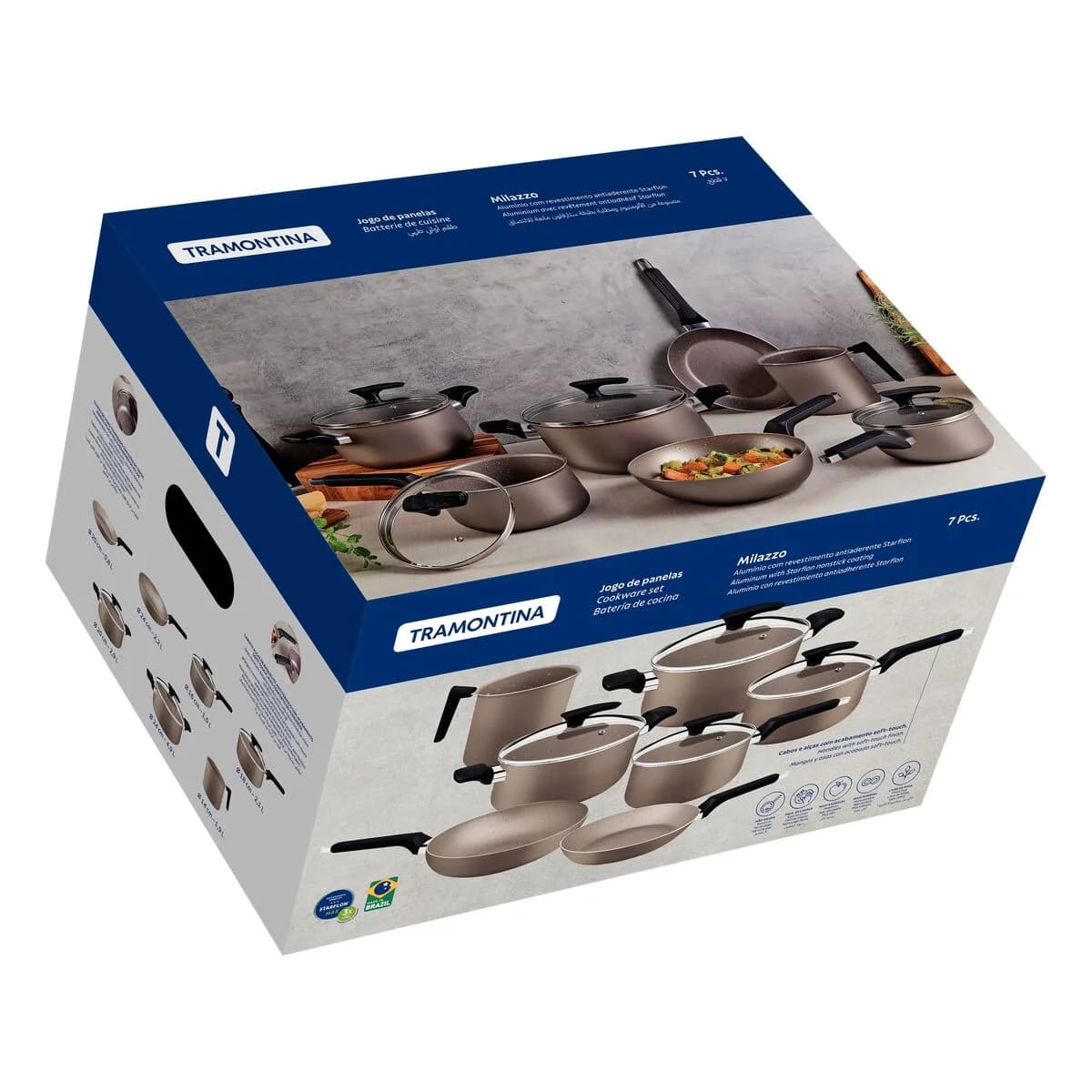 Bateria de Cocina Tramontina Milazzo Ollas 7 Piezas Teflon — imagen 2 de 3