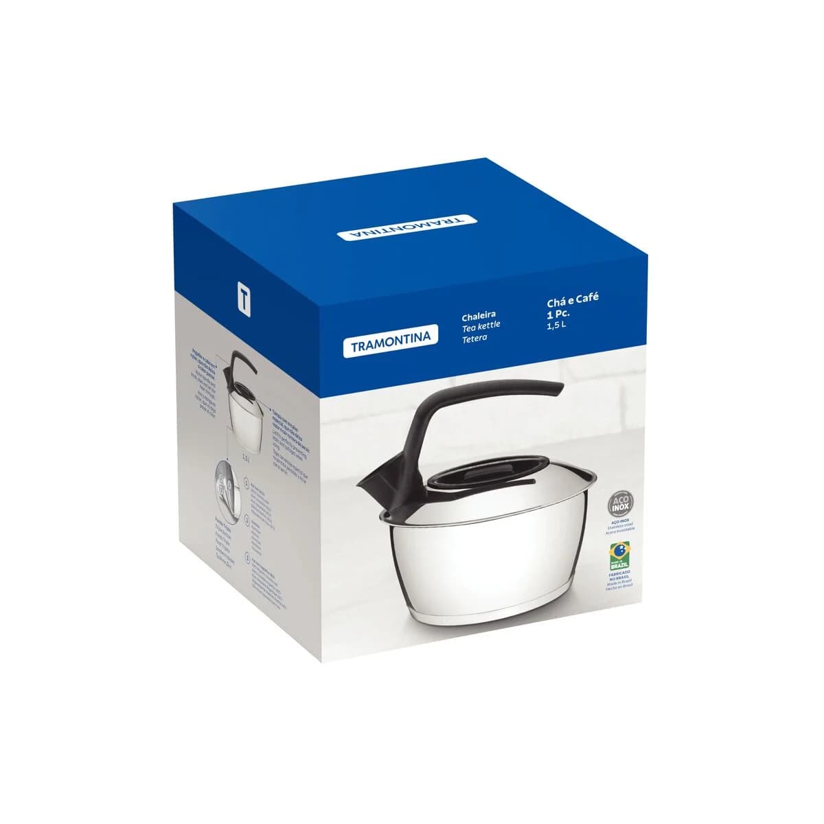 Caldera Tramontina Fondo Triple Induccion Acero Inox 1,5 Lts — imagen 2 de 6
