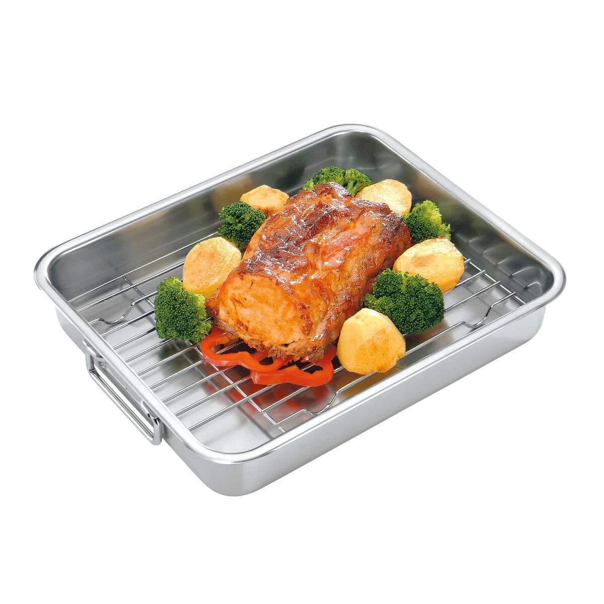 Asadera con Rejilla Tramontina Acero Inox 34 x 28 cm 4,6 L — imagen 3 de 4